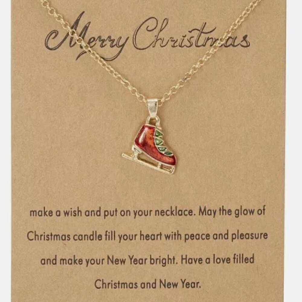 Holiday Christmas Charm Necklace Skate